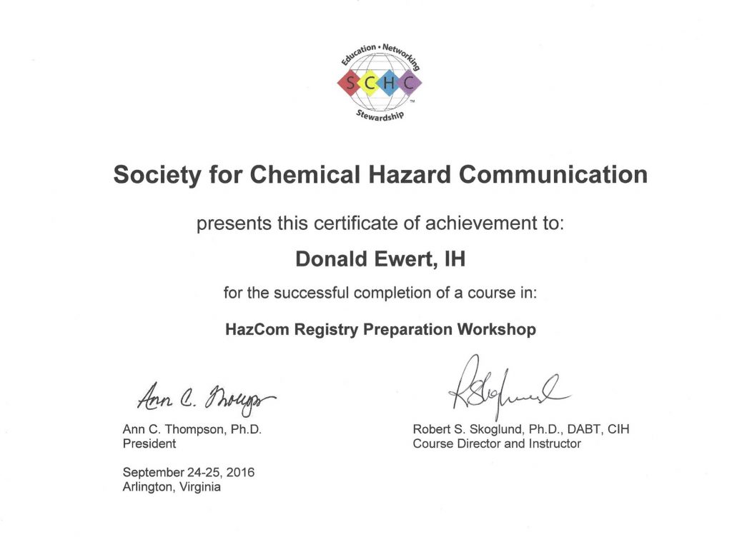 Chemical Hazard Communication - Professional Product Steward