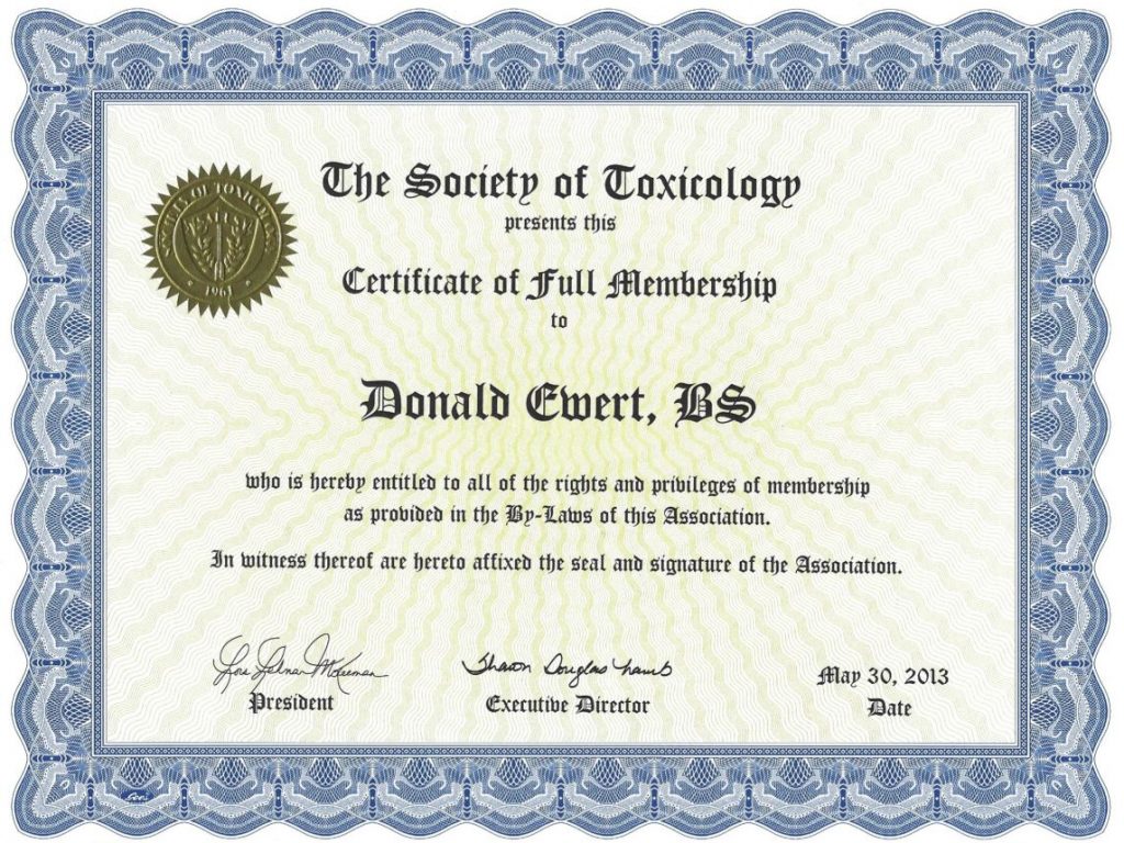 Society of Toxicology - Full Member Certification